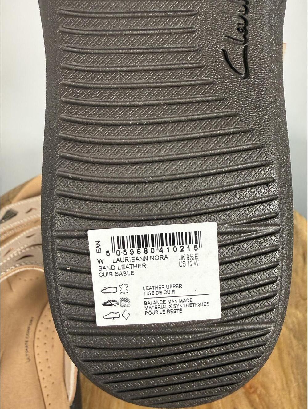 Clarks Laurieann Nora Sand Leather Slide Sandals US 12W Wide Comfort Slip-On NWB - Picture 7 of 13